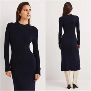 Boden Ribbed High Neck Dress Navy Sz 8P